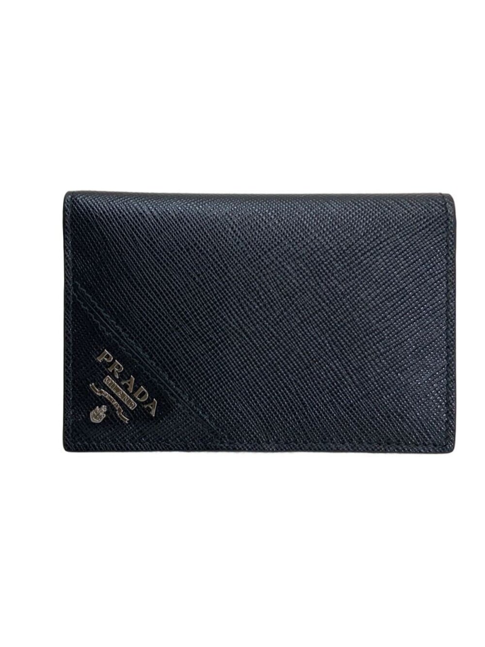 Prada Card Case Wallet Leather Black